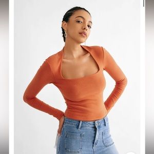 OGL Eco-Mousse® Brushed Tapered Square Neck Long Sleeve Top